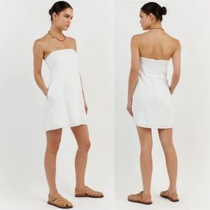 Dissh Women's Strapless White Linen Mini Dess Size US 2